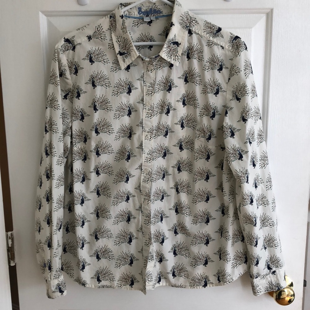 Boden Button-down Blouse with peacocks US 12R